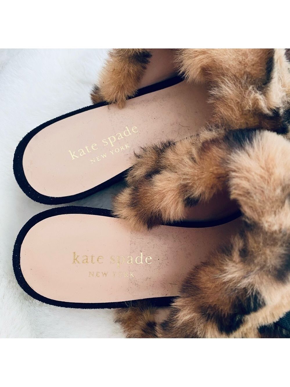 Kate Spade Leopard Faux Fur Slippers Animal Print Mob Wife - Picture 5 of 11